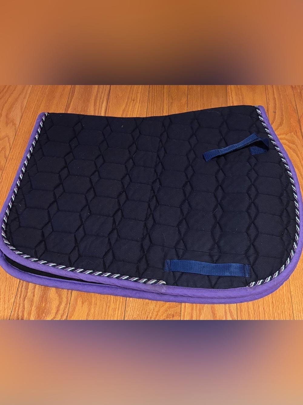 Purple Trim Black Quilted Pet Saddle Pad